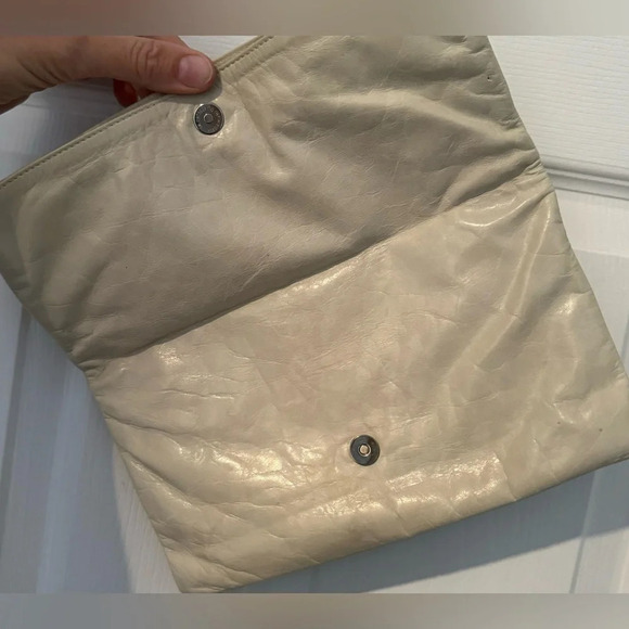 Rudsak leather shoulder hand bag clutch ivory envelope purse foldover cream rare - Picture 3 of 7